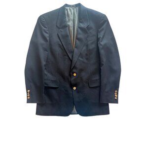 Vintage Christian Dior Monsieur Black Blazer 40L Gold Button Wool Sport Coat USA